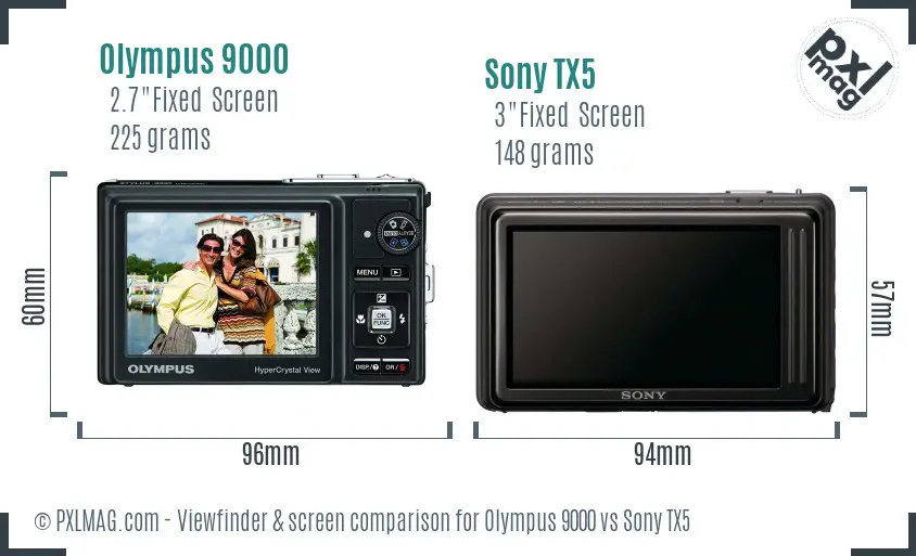 Olympus 9000 vs Sony TX5 Screen and Viewfinder comparison Olympus 9000 vs Sony TX5 Screen and Viewfinder comparison