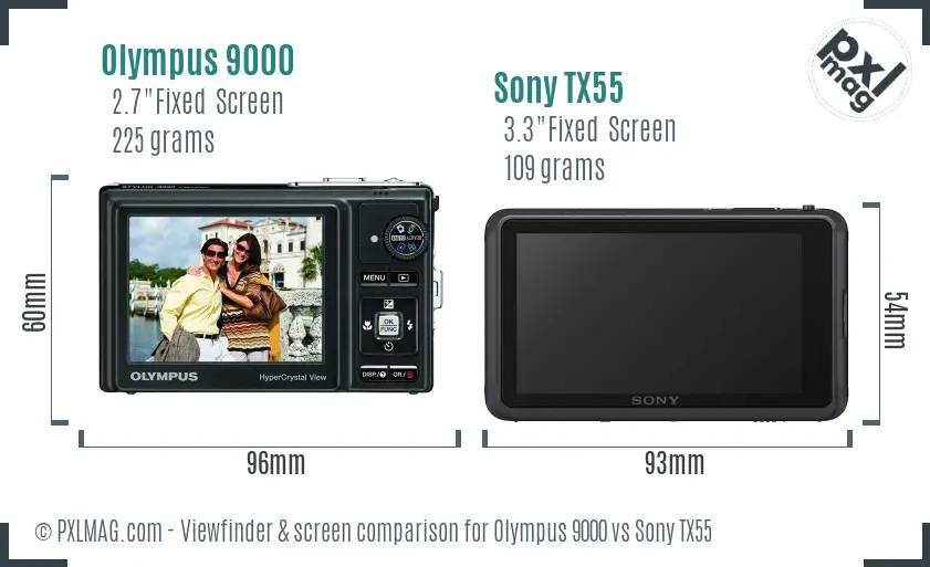 Olympus 9000 vs Sony TX55 Screen and Viewfinder comparison Olympus 9000 vs Sony TX55 Screen and Viewfinder comparison