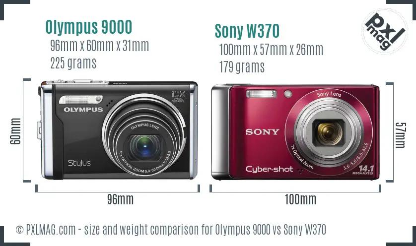 Olympus 9000 vs Sony W370 size comparison