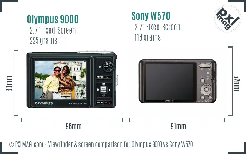 Olympus 9000 vs Sony W570 Screen and Viewfinder comparison Olympus 9000 vs Sony W570 Screen and Viewfinder comparison