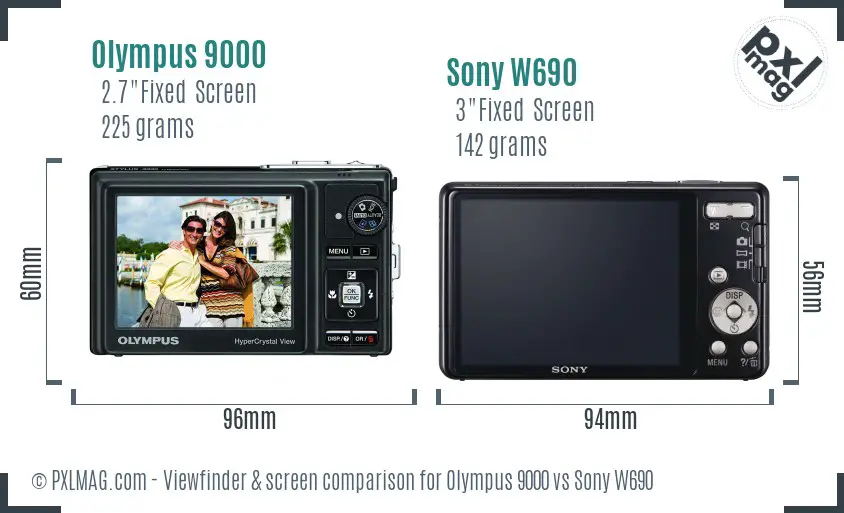 Olympus 9000 vs Sony W690 Screen and Viewfinder comparison Olympus 9000 vs Sony W690 Screen and Viewfinder comparison