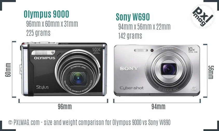 Olympus 9000 vs Sony W690 size comparison Olympus 9000 vs Sony W690 size comparison