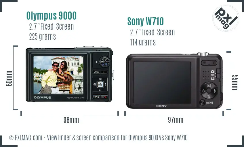 Olympus 9000 vs Sony W710 Screen and Viewfinder comparison