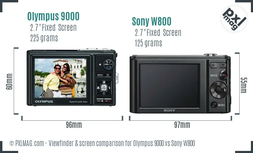 Olympus 9000 vs Sony W800 Screen and Viewfinder comparison