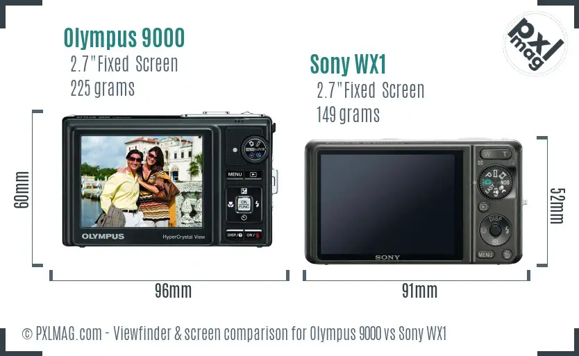 Olympus 9000 vs Sony WX1 Screen and Viewfinder comparison