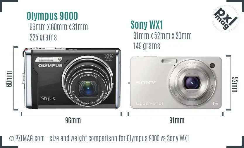 Olympus 9000 vs Sony WX1 size comparison