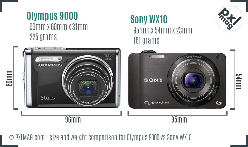 Olympus 9000 vs Sony WX10 size comparison