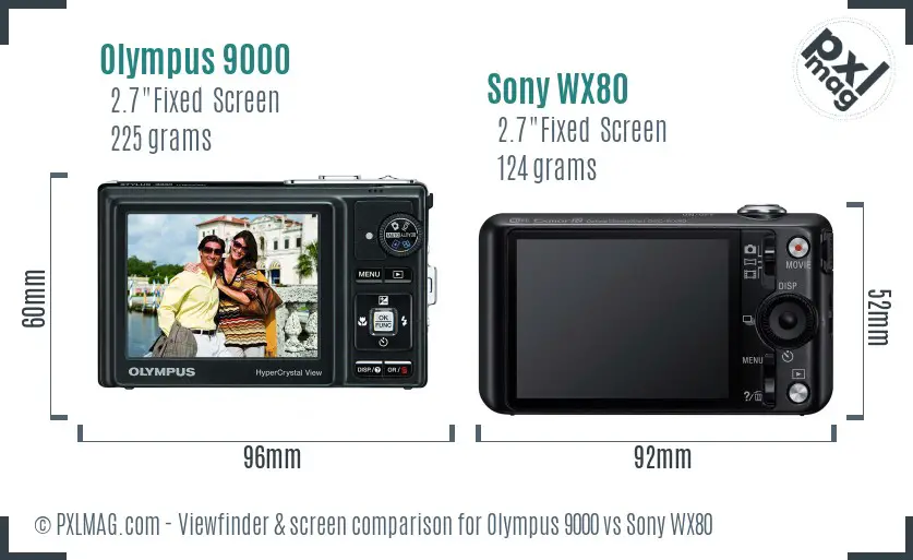 Olympus 9000 vs Sony WX80 Screen and Viewfinder comparison