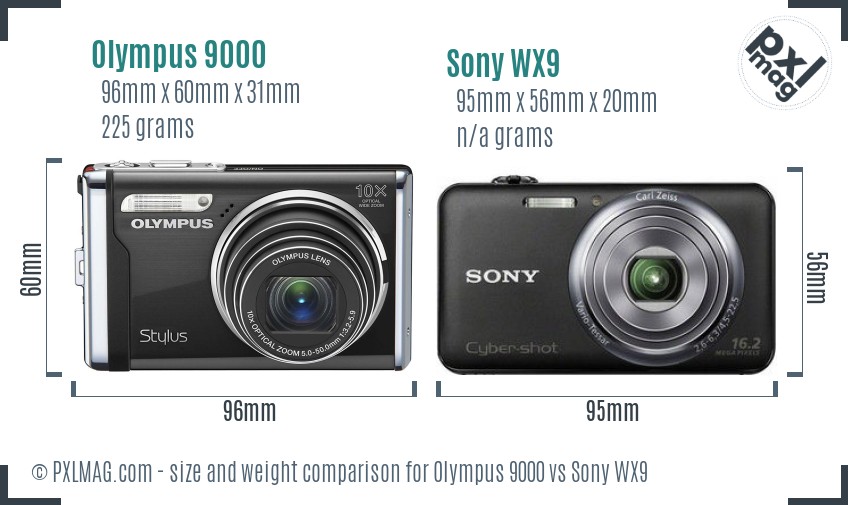 Olympus 9000 vs Sony WX9 size comparison Olympus 9000 vs Sony WX9 size comparison