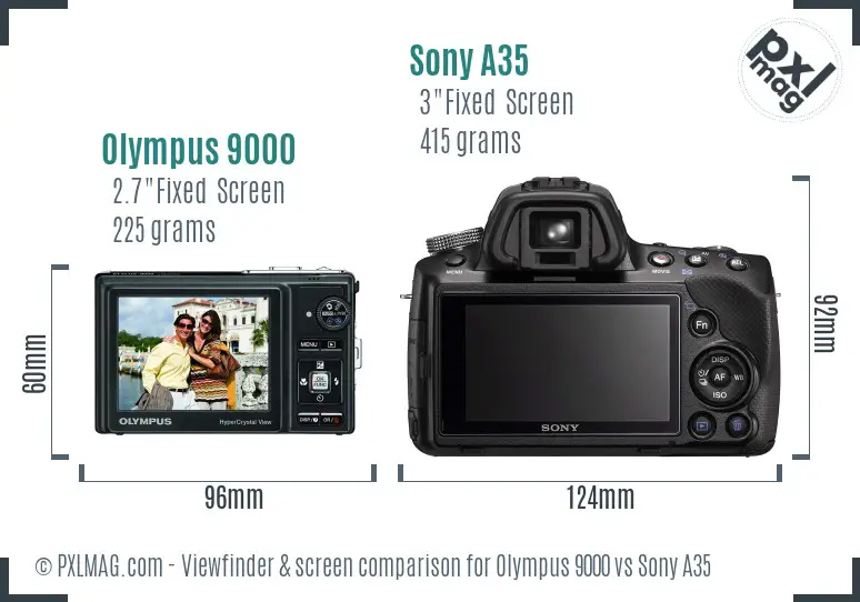 Olympus 9000 vs Sony A35 Screen and Viewfinder comparison