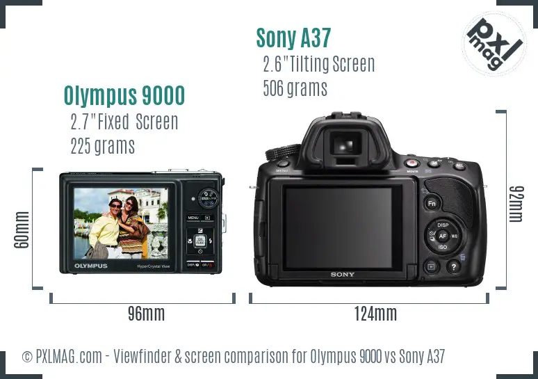 Olympus 9000 vs Sony A37 Screen and Viewfinder comparison