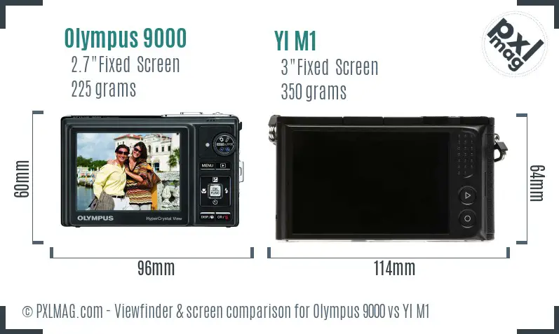 Olympus 9000 vs YI M1 Screen and Viewfinder comparison