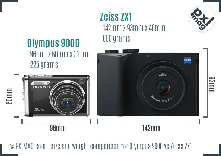 Olympus 9000 vs Zeiss ZX1 size comparison Olympus 9000 vs Zeiss ZX1 size comparison
