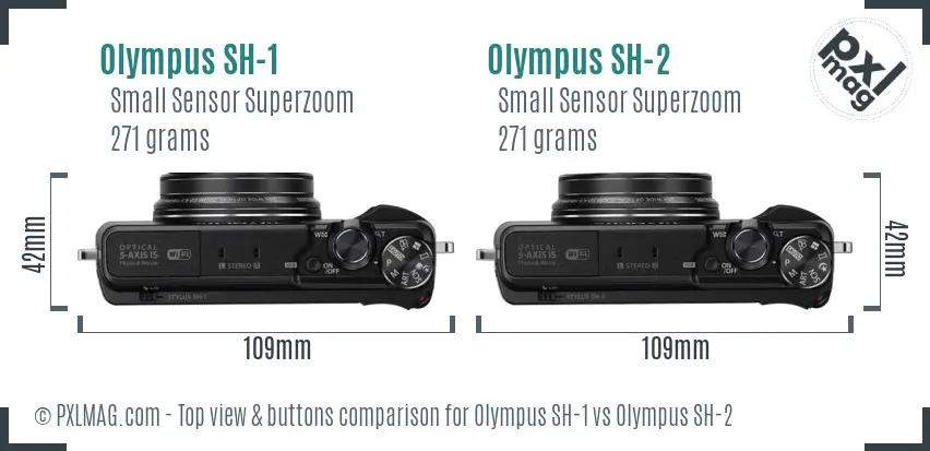 Olympus SH-1 vs Olympus SH-2 top view buttons comparison