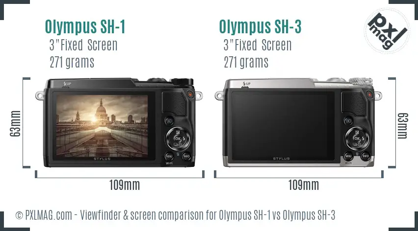Olympus SH-1 vs Olympus SH-3 Screen and Viewfinder comparison