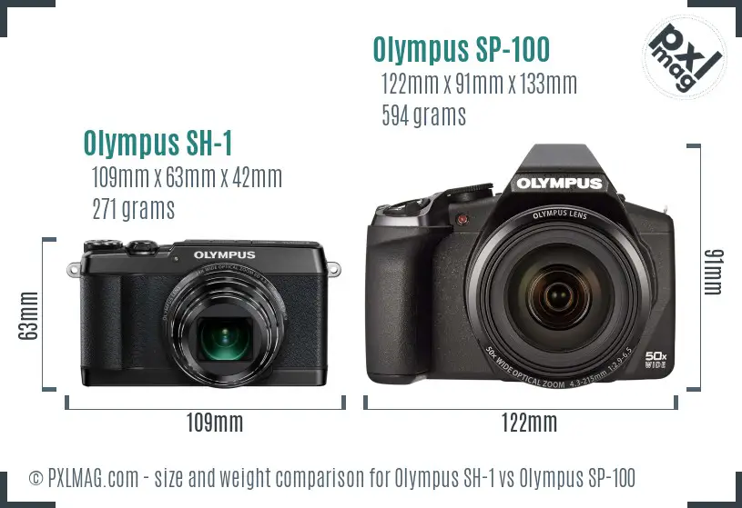 Olympus SH-1 vs Olympus SP-100 size comparison