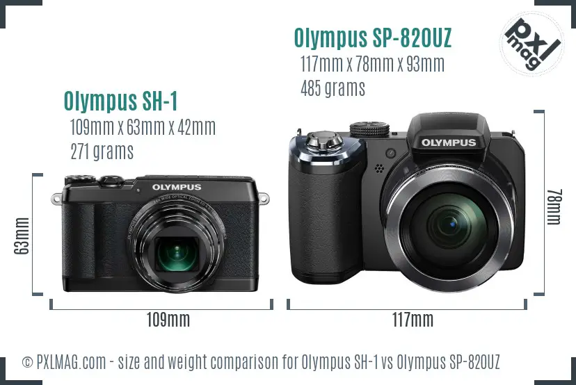 Olympus SH-1 vs Olympus SP-820UZ size comparison