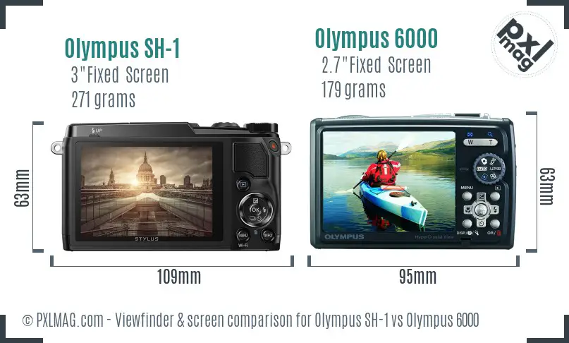 Olympus SH-1 vs Olympus 6000 Screen and Viewfinder comparison