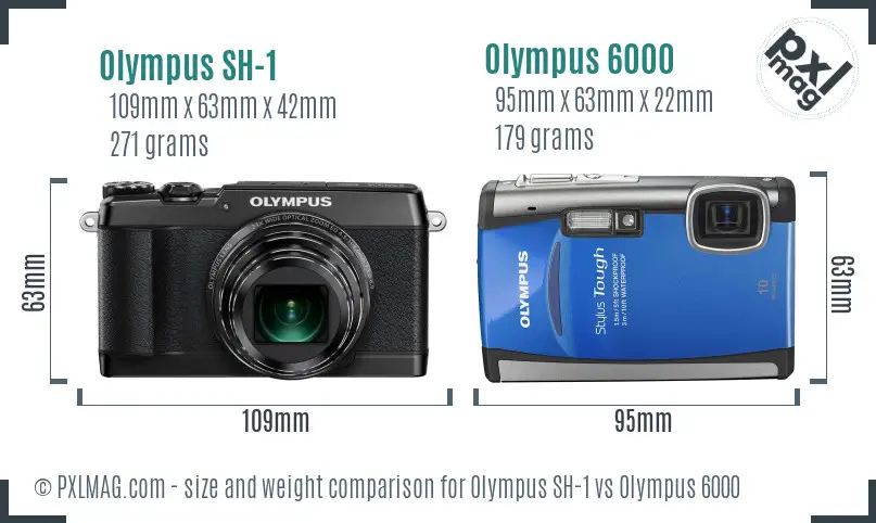 Olympus SH-1 vs Olympus 6000 size comparison