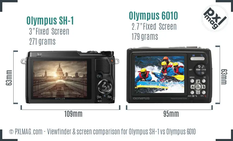 Olympus SH-1 vs Olympus 6010 Screen and Viewfinder comparison