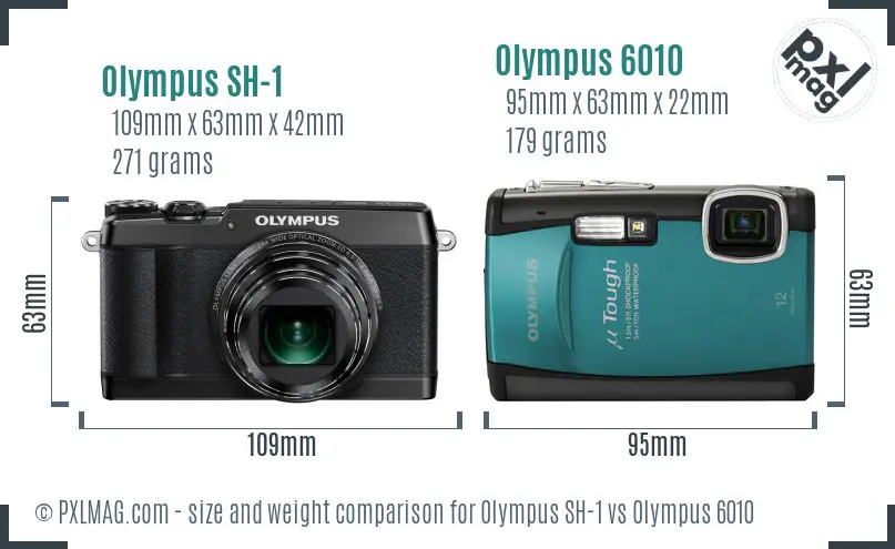 Olympus SH-1 vs Olympus 6010 size comparison