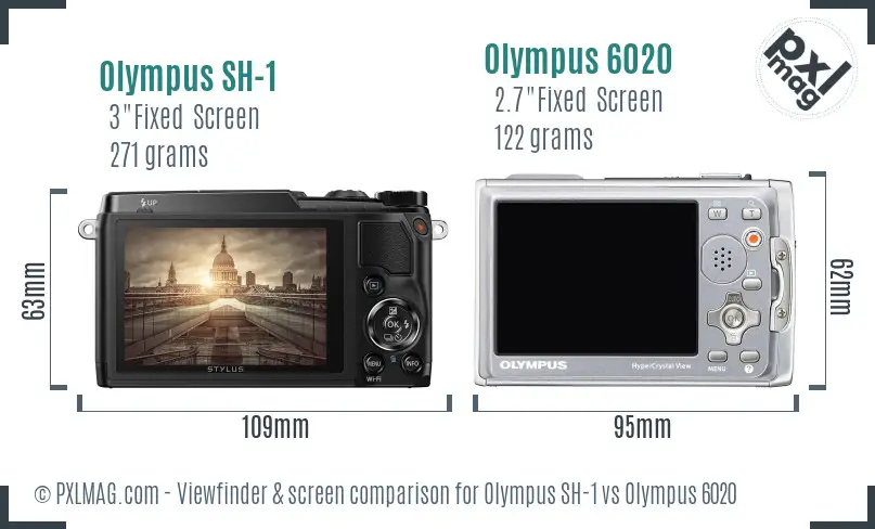 Olympus SH-1 vs Olympus 6020 Screen and Viewfinder comparison