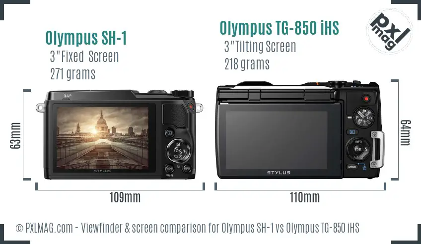 Olympus SH-1 vs Olympus TG-850 iHS Screen and Viewfinder comparison