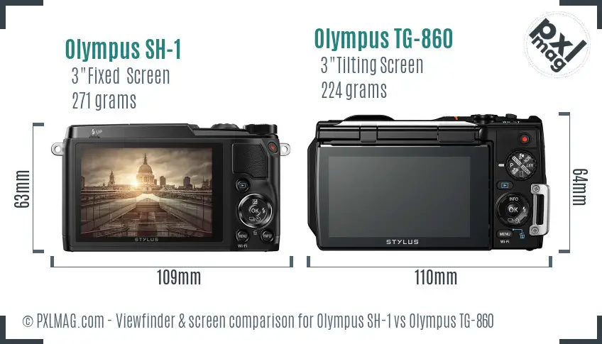 Olympus SH-1 vs Olympus TG-860 Screen and Viewfinder comparison