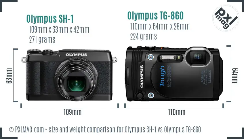 Olympus SH-1 vs Olympus TG-860 size comparison
