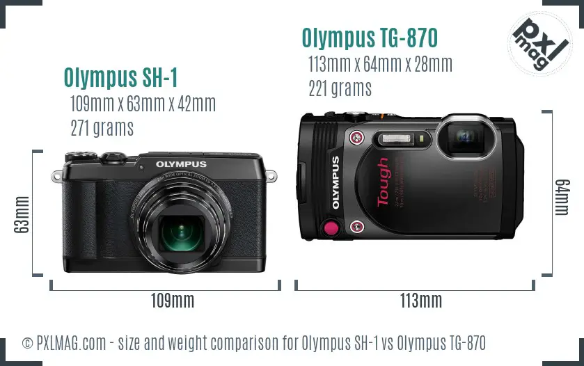 Olympus SH-1 vs Olympus TG-870 size comparison