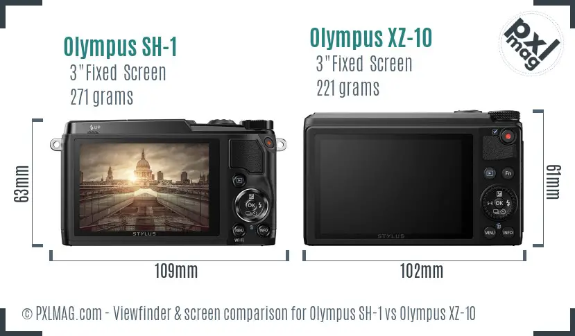Olympus SH-1 vs Olympus XZ-10 Screen and Viewfinder comparison