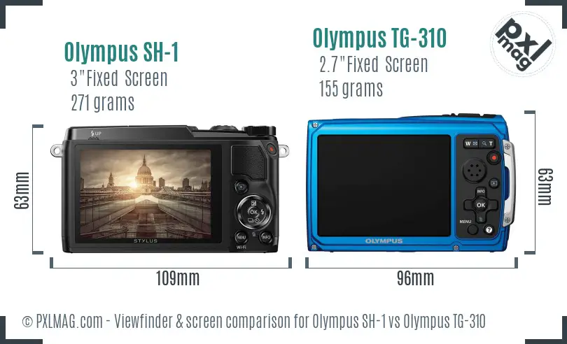 Olympus SH-1 vs Olympus TG-310 Screen and Viewfinder comparison
