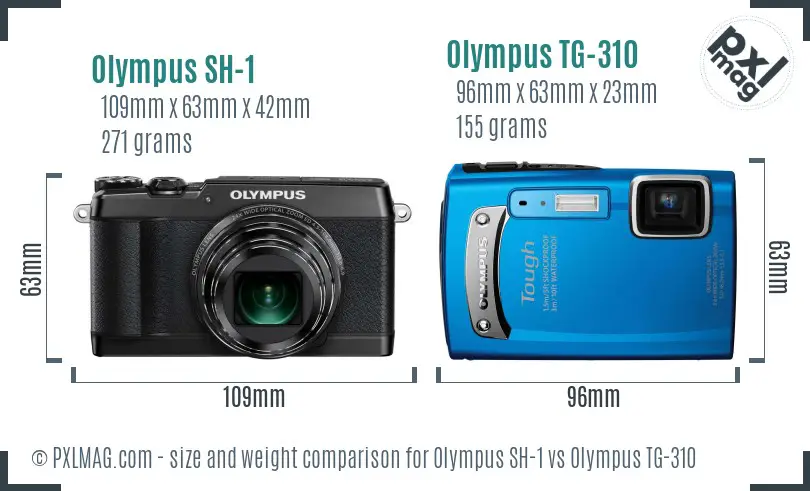 Olympus SH-1 vs Olympus TG-310 size comparison