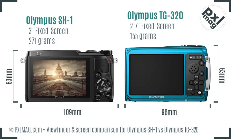 Olympus SH-1 vs Olympus TG-320 Screen and Viewfinder comparison