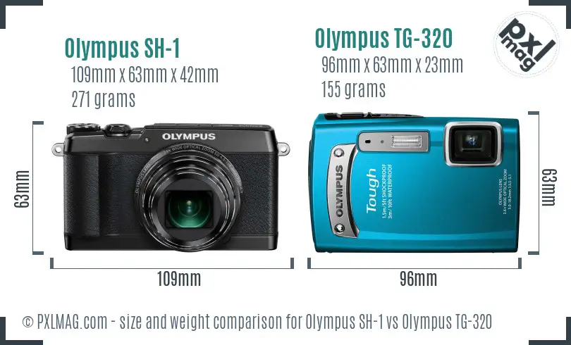 Olympus SH-1 vs Olympus TG-320 size comparison