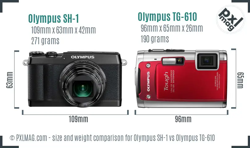 Olympus SH-1 vs Olympus TG-610 size comparison