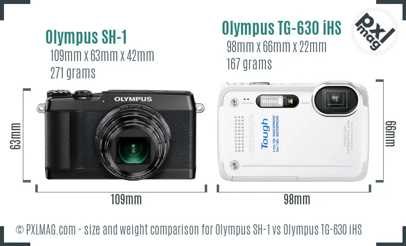 Olympus SH-1 vs Olympus TG-630 iHS size comparison