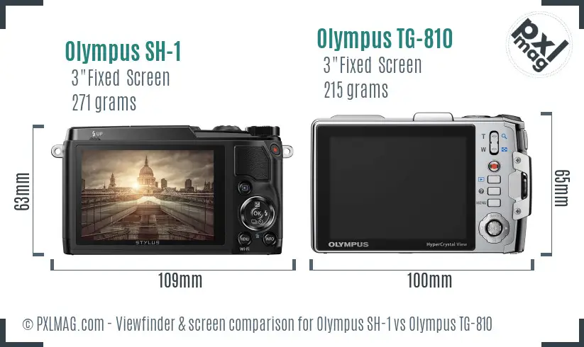 Olympus SH-1 vs Olympus TG-810 Screen and Viewfinder comparison