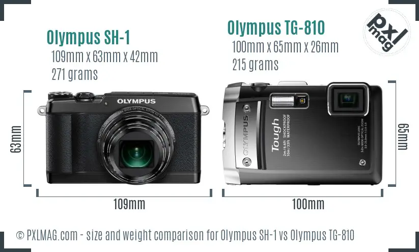Olympus SH-1 vs Olympus TG-810 size comparison