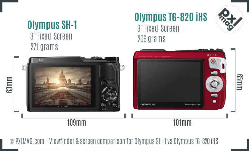 Olympus SH-1 vs Olympus TG-820 iHS Screen and Viewfinder comparison