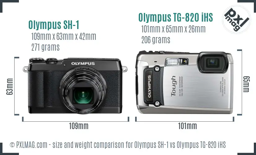 Olympus SH-1 vs Olympus TG-820 iHS size comparison
