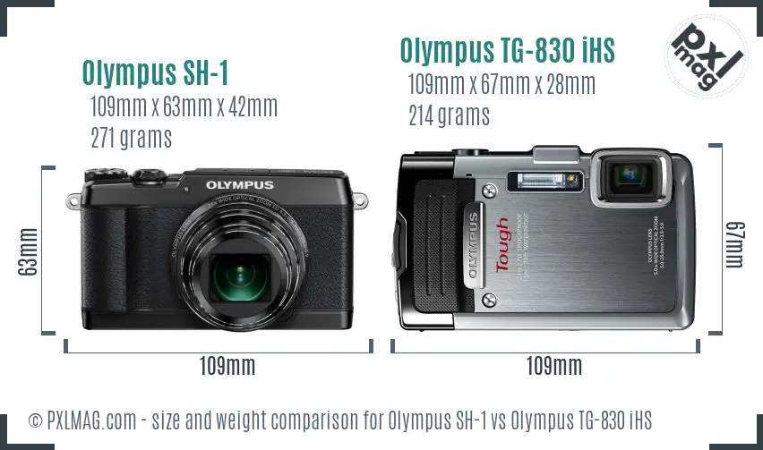 Olympus SH-1 vs Olympus TG-830 iHS size comparison