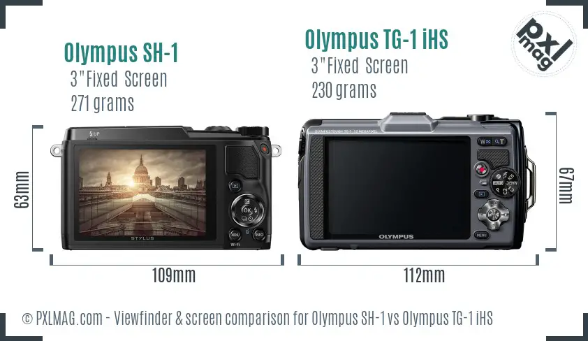 Olympus SH-1 vs Olympus TG-1 iHS Screen and Viewfinder comparison