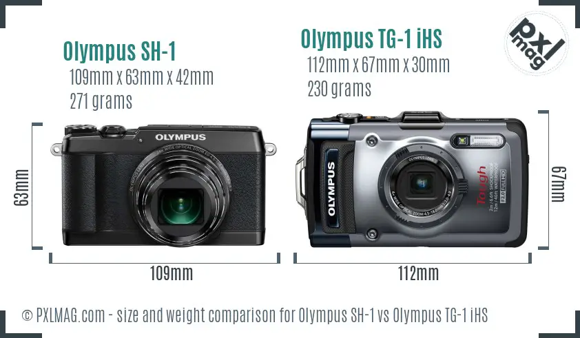 Olympus SH-1 vs Olympus TG-1 iHS size comparison