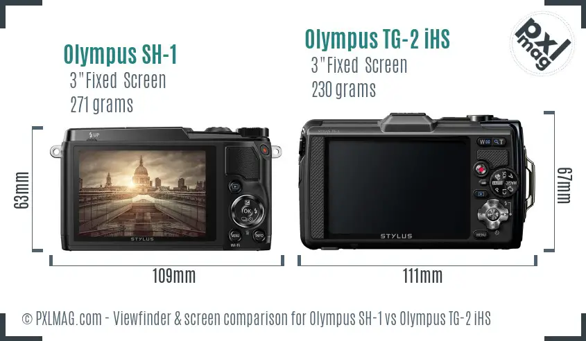 Olympus SH-1 vs Olympus TG-2 iHS Screen and Viewfinder comparison