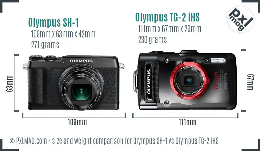 Olympus SH-1 vs Olympus TG-2 iHS size comparison