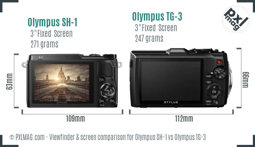 Olympus SH-1 vs Olympus TG-3 Screen and Viewfinder comparison