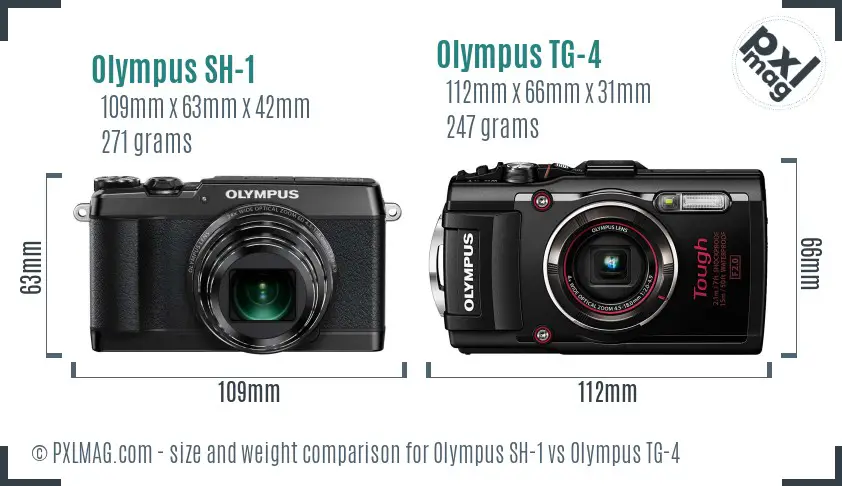 Olympus SH-1 vs Olympus TG-4 size comparison