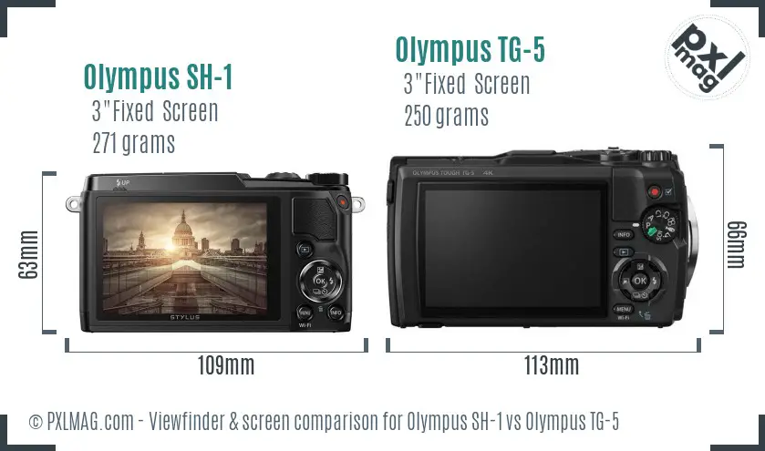 Olympus SH-1 vs Olympus TG-5 Screen and Viewfinder comparison