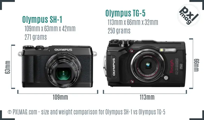 Olympus SH-1 vs Olympus TG-5 size comparison
